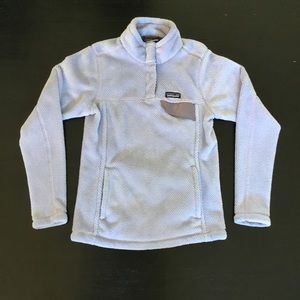Womens Patagonia Snap-T Light Blue Pullover Polartec Fleece Sweater Size Small.